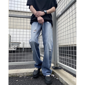 美式高街复古水洗破洞冰丝垂顺透气牛仔裤B315-K24143-p65控78图片