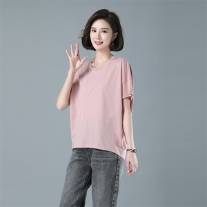 2022夏季新款时尚宽松显瘦纯色短袖T恤女图片