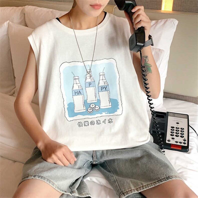 ！港风2023夏季无袖背心男加肥加大码宽松短袖T恤男BX282-P20,男装背心/马甲,电商B371