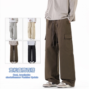 2025秋冬新款休闲男裤厚款直筒宽松松紧腰橡筋工装裤子潮3361-P42图片