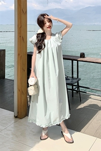 ：夏装新款韩版宽松通勤木耳边连衣裙2C135-8831P120K198图片