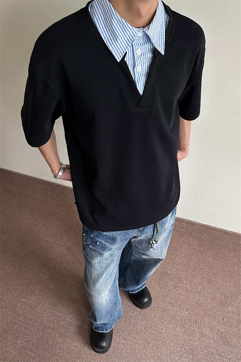 特P40无差价新款夏季潮流设计百搭短袖T恤-HT10220港风内景,男装T恤,电商A003
