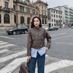 短款机车pu皮外套女2024秋季新款欧美时尚拉链口袋显瘦皮夹克女潮图片