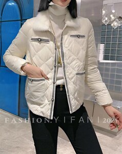冬季拼水貂毛短款保暖羽绒服图片