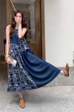 【新款】设计感拼接连衣裙女夏季长裙2C353/8675/P120/K178，女装连衣裙，2C353