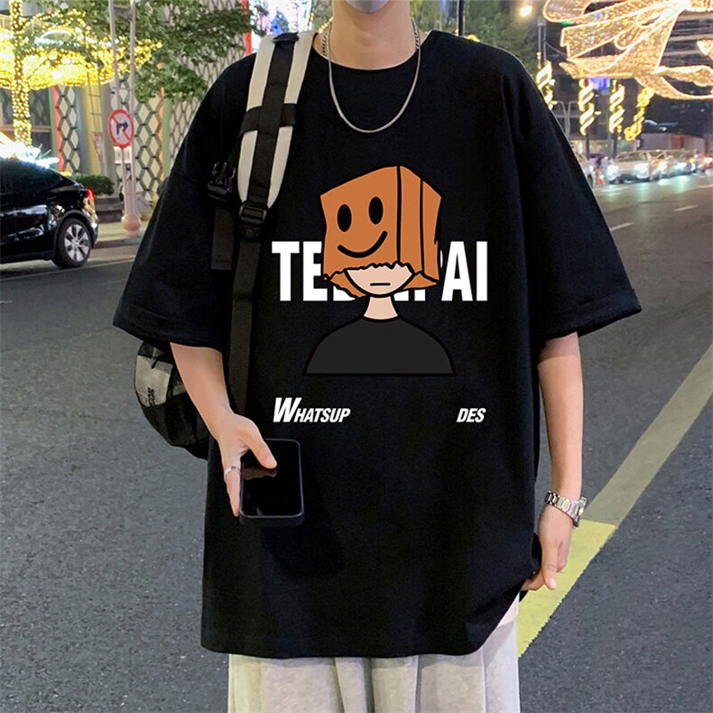 T769大码宽松纯棉运动圆领体恤衫oversize短袖T恤男重磅T图片