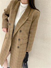 长款格纹毛呢大衣，其它，Balance Studio