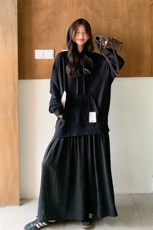 慵懒风连帽假两件卫衣连衣裙女2025春秋季新款宽松巨显瘦减龄长裙，女装连衣裙，2C007