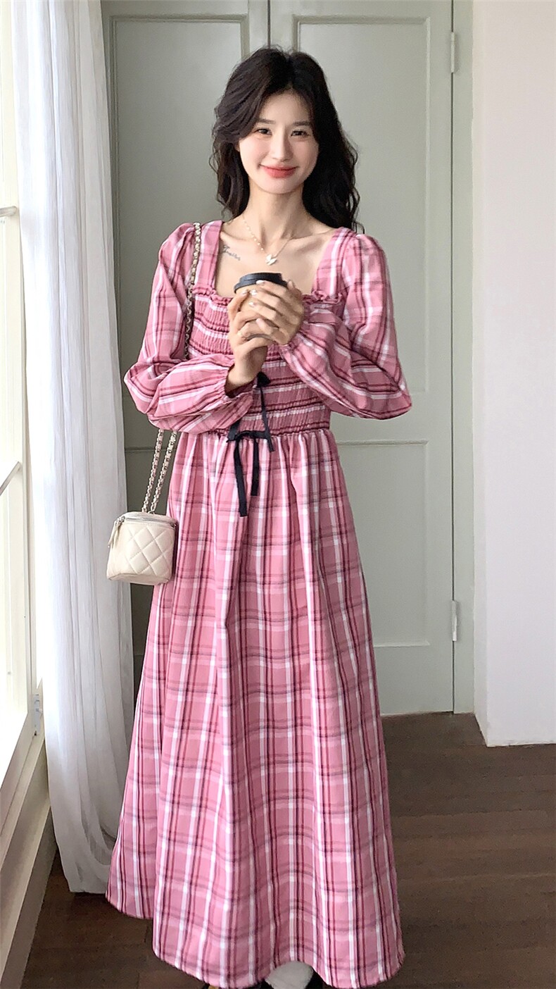 现货春季新款打揽格子连衣裙25019P130K188,女装连衣裙,2D035