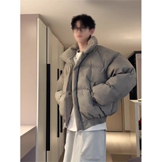 美式短款羽绒服男款冬季高领扎染面包棉服cleanfit高级感棉衣外套，男装棉衣，星座908
