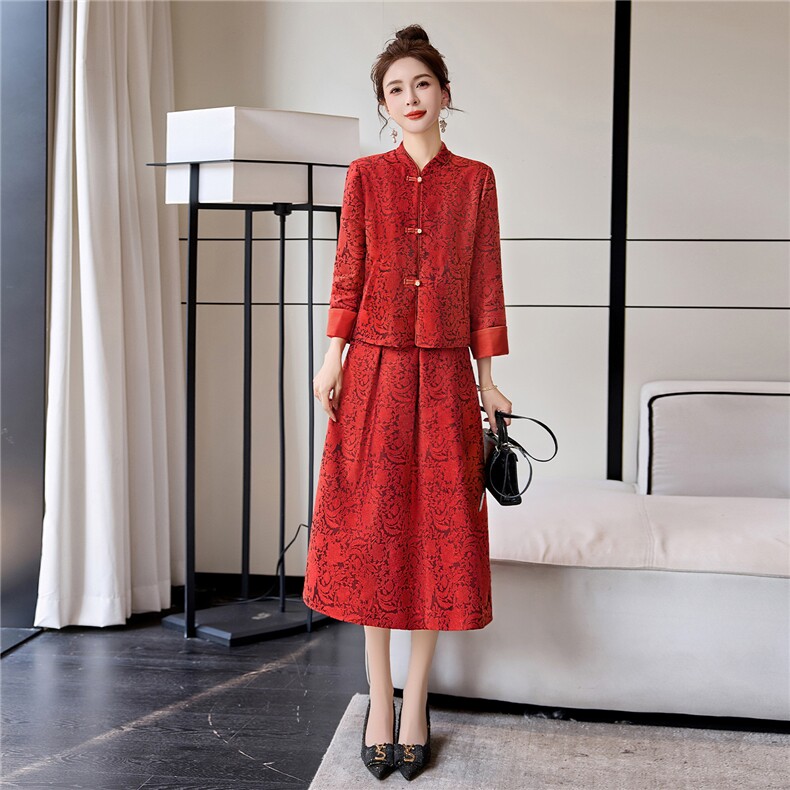 罗得堡2026年春装新款新中式汉服套装连衣裙2610,女装套装/套裙,罗得堡