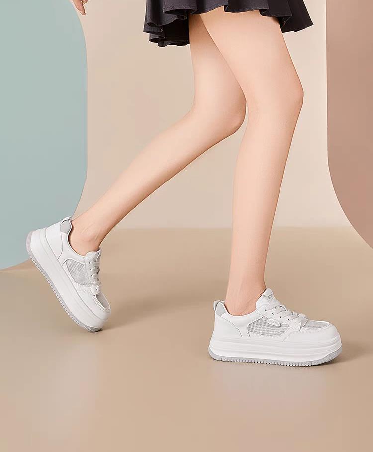 厚底增高小白鞋女2025夏季新款百搭舒适透气休闲运动板鞋,女鞋休闲鞋,泰合衣坊