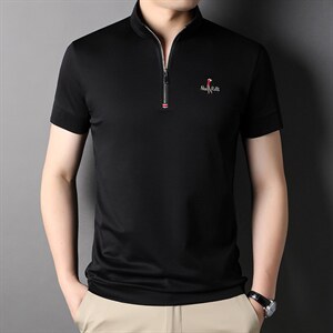 QLM22864男式2023年夏季新款T恤衫男短袖立领休闲polo体恤P63图片