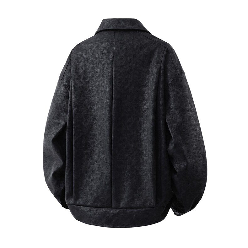 仿鳄鱼皮美式粉色M-5XL大码面层：PU皮夹克男JK78118P95控158,男装夹克,星座227-7