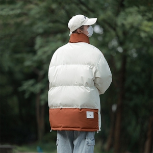 港风潮牌新款拼色立领棉服潮流保暖棉衣M071-P85控118图片