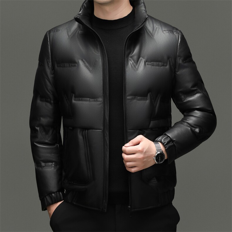BG-W2812冬季男士海宁真皮羽绒服绵羊皮夹克羽绒内胆百搭外套图片
