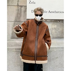 麂皮绒棉衣男潮工装高街ins羊羔毛加厚棉服秋冬季宽松外套J2801，男装夹克，星座1116A-1（原606A）