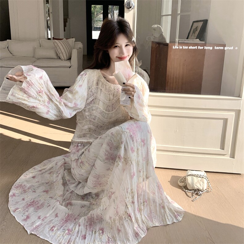 26春新款现-浪漫蕾丝拼接千金碎花半身裙两件套2618-P200K328,女装套装/套裙,2B190