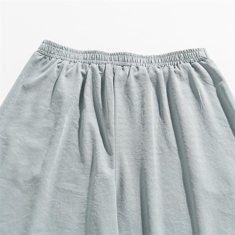 白底平铺夏季风汉服绣花长裤古风冰丝阔腿裙裤男女K332/P85,男装民族服装,钱塘713
