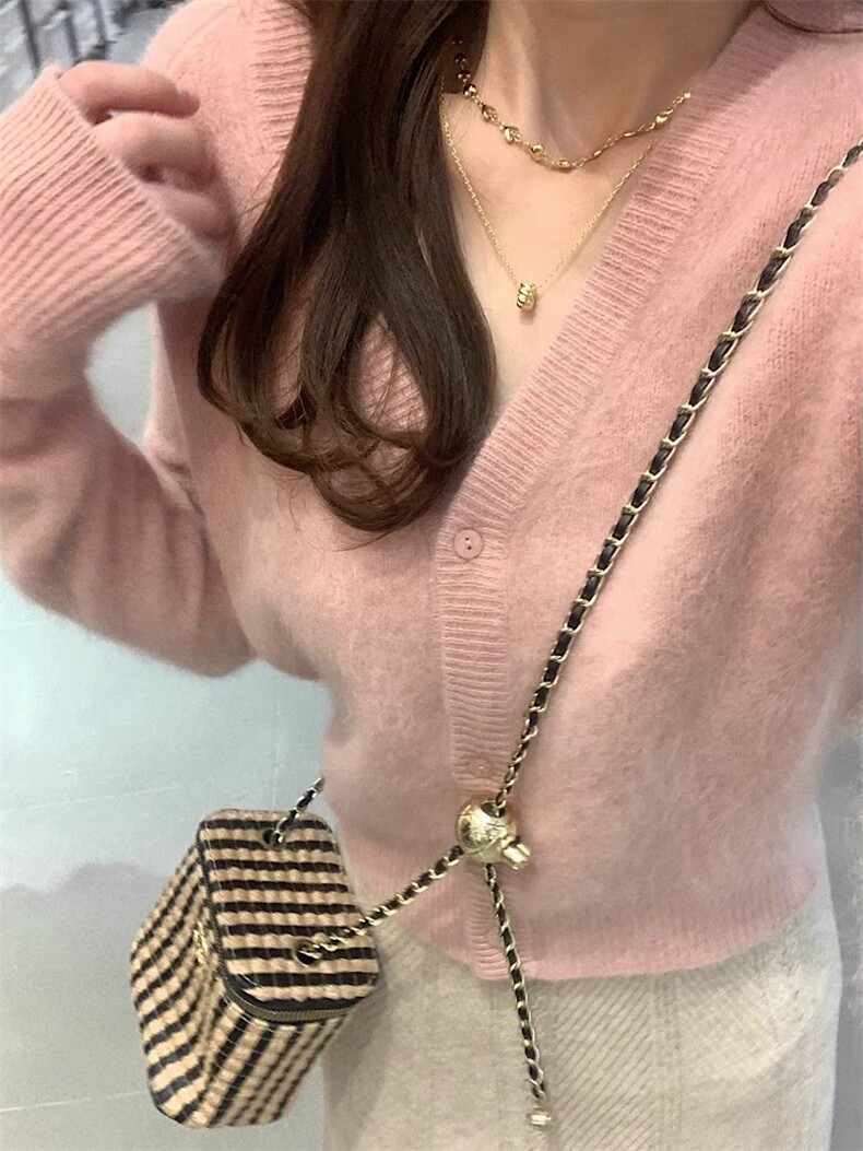 优雅气质女装羊毛衫V领短款插肩袖开衫高级感时尚外套,女装羊毛衫,圣旺供货