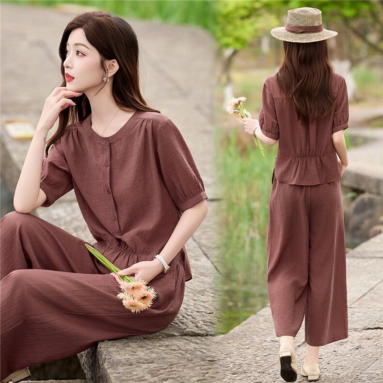 2026年夏季清凉透气天丝时尚减龄古风两件套装套裤，女装套装/套裙，姿衣坊