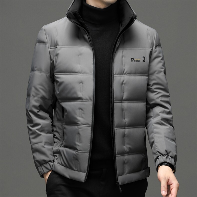 男士新款加厚保暖羽绒服冬季立领中年商务休闲爸爸装白鸭绒外套,男装羽绒服,电商B212（原钱塘6029）