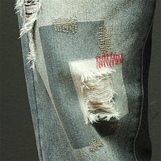 5063-V201秋冬新款日系破洞哈伦牛仔裤加大，男装牛仔裤，星座304A-1