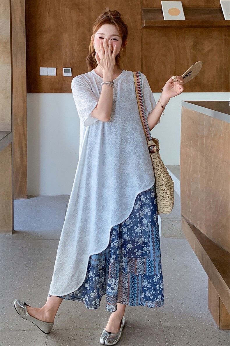 流苏不规则蕾丝T恤连衣裙两件套女夏度假风爆款流行小众不撞款,女装套装/套裙,浙宝305