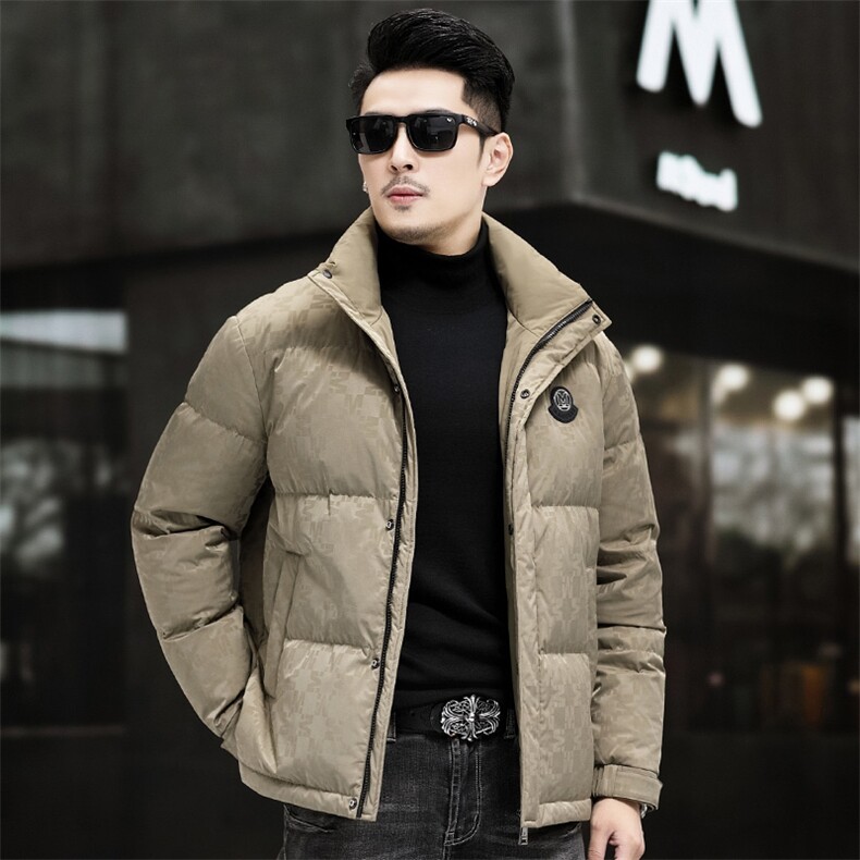 主推90%白鸭绒中年羽绒服外套男士立领青年面包服羽绒服外套大衣图片