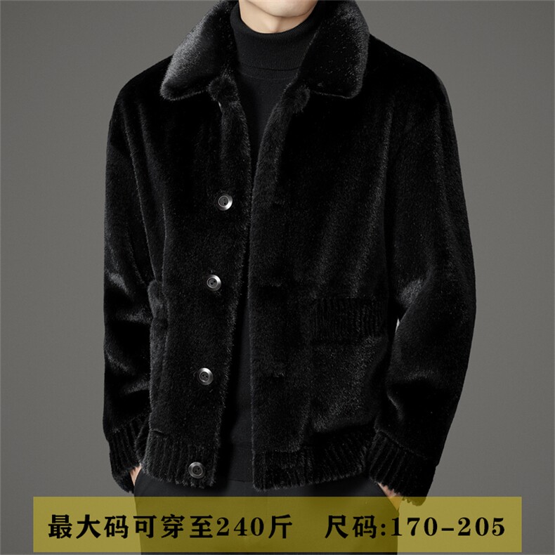 高端商务雪兰貂大衣男装冬季中年皮毛一体双面穿皮草皮衣夹克外套,男装夹克,钱塘723