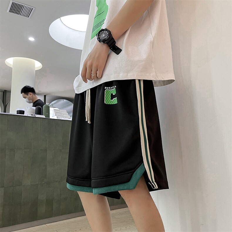 夏季休闲短裤男ins潮牌拼接宽松直筒垂感五分运动裤DK0615-P28,男装休闲裤,星座308B-2