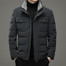 2023冬季商务休闲纯色立领羽绒服男士休闲羊毛领外套ZG2915-P260，男装羽绒服，电商B212（原钱塘6029）