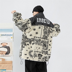 日系白墙2024冬新款羊羔毛拼接加厚立领棉衣棉服YG02-P120控150，男装棉衣，星座914-3