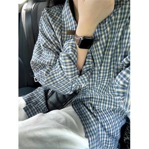【档口现货】CS345HH-特P35 cleanfit蓝色格子衬衫男慵懒风衬衣图片