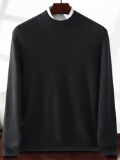 2025年秋季新款男士七针半高领加厚针织毛衣时尚通勤，男装针织衫/毛衣，绒创羊绒