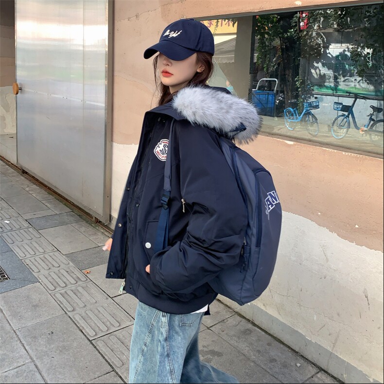 A564-P108连帽毛领派克羽绒棉服保暖冬季男女同款明星,男装棉衣,星座911