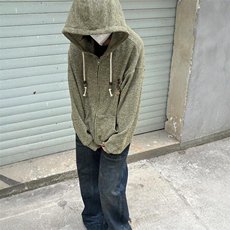美式复古设计感针织连帽卫衣男女小众慵懒潮牌外套LMY2833-P55，女装短外套，星座1008