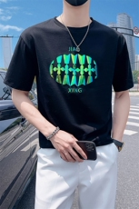 绿色2022精神小伙修身男士潮流短袖T恤社会t6617-P45控68，男装T恤，电商A108