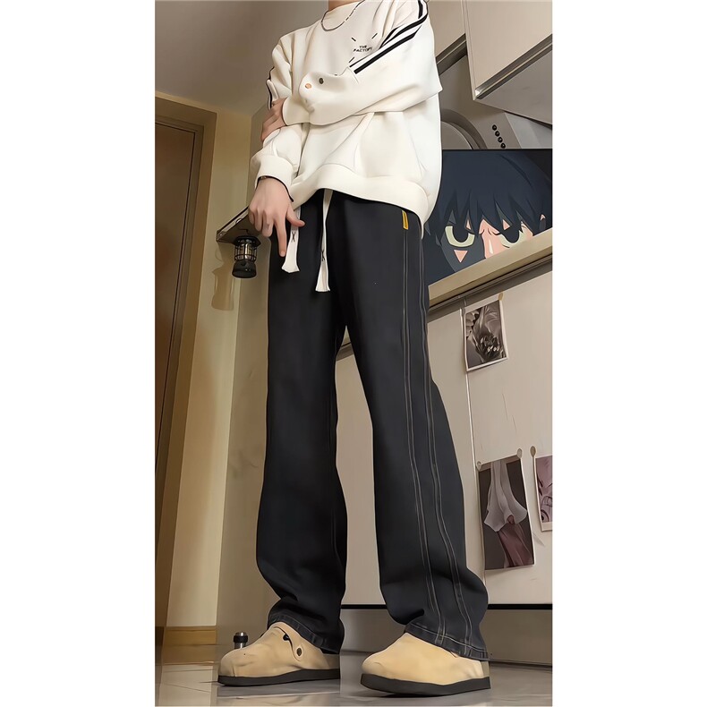 美式高街直筒牛仔裤男款阔腿微喇宽松百搭裤子潮牌KZ007P60,男装牛仔裤,电商B312