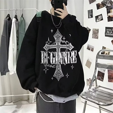 加绒加厚卫衣男款冬季新款潮牌宽松潮流青少年百搭圆领长袖衣服，男装卫衣，星座715-4