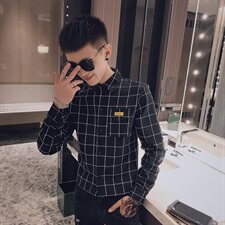 秋季时尚长袖衬衫社会精神小伙潮流男帅气衬衣C301B-CS10特，男装衬衫，电商C301B