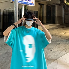B239-D925-P28夏季模糊人物图案印花半袖重磅短袖t恤男港风，男装T恤，星座514-2(原B239)