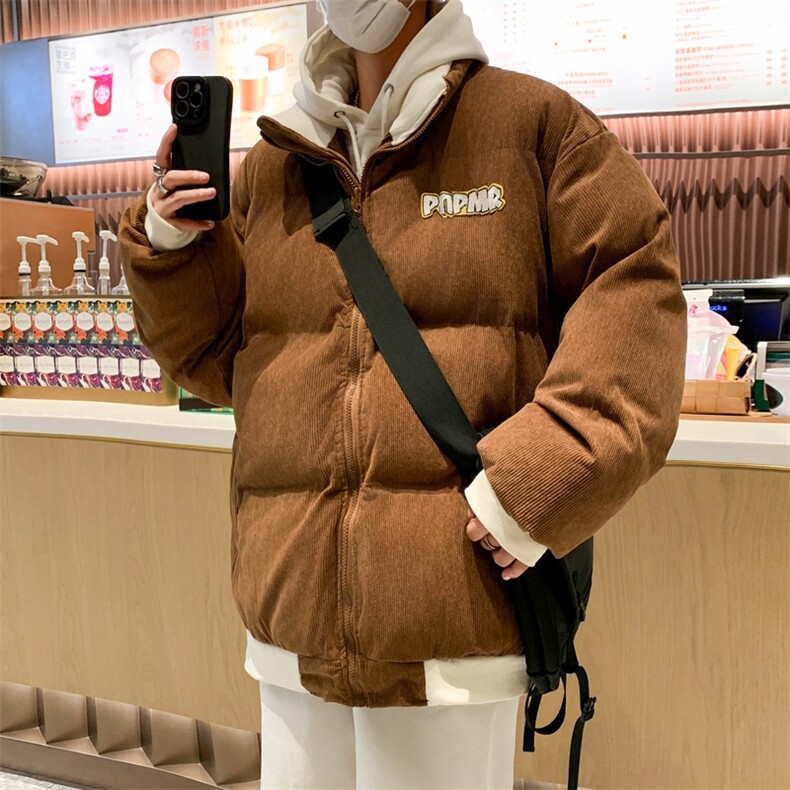 美式灯芯绒棉袄男冬季加厚棉服复古宽松立领棉衣外套W7982-P78,男装棉衣,星座512-4