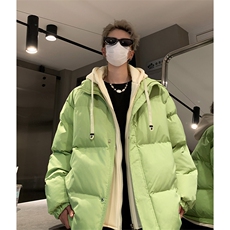 冬季新款光板棉服撞色假两件连帽外套加厚情侣D4134-TP75不，男装棉衣，电商A102