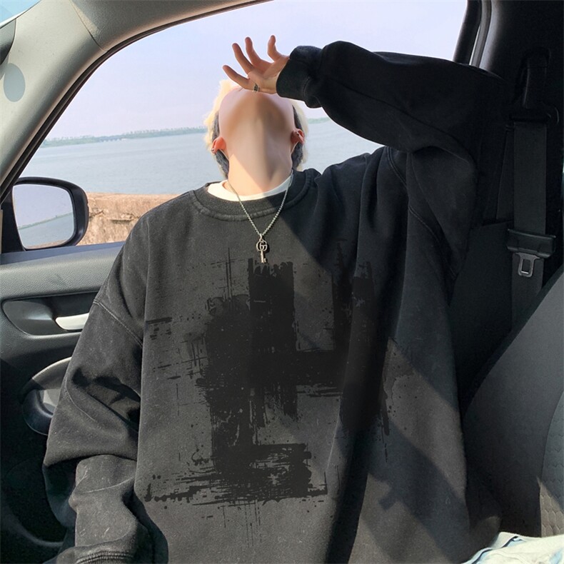 美式重磅水洗做旧圆领卫衣力推大码男XZ517A--3-ZH2706-P58图片