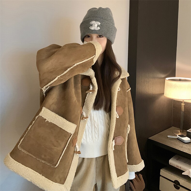 现货24秋皮毛一体羊羔毛短外套9025-P185-K268,女装短外套,2C305