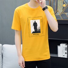 夏季新款男士100%棉印花圆领休闲短袖T恤XZ313B-2T1132，男装T恤，星座313B-2