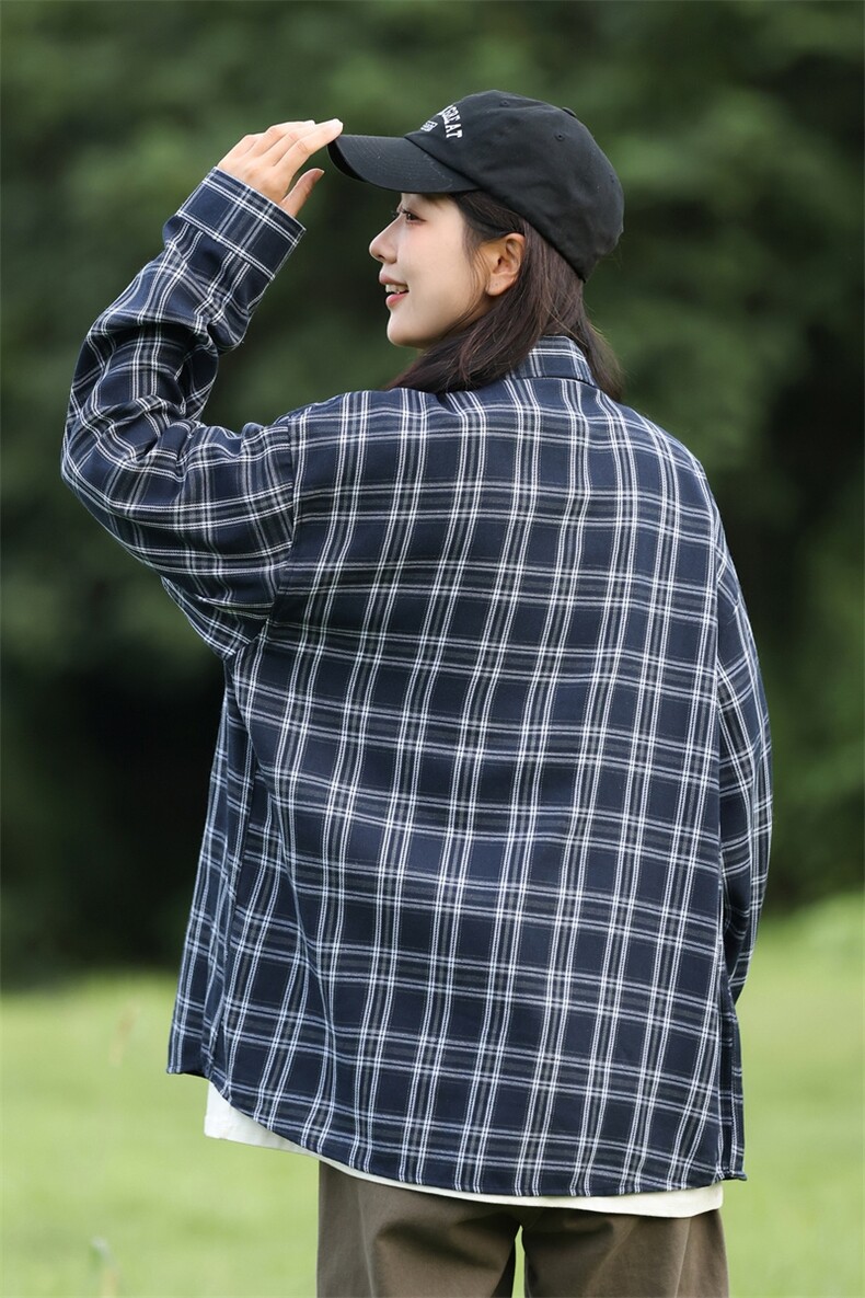2025秋季潮流格子衬衫男港风休闲长袖外套青少年男装2376P35,男装衬衫,星座1107-1