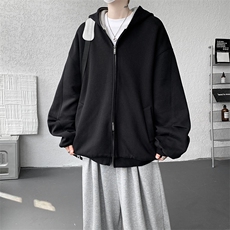 8XL-M500克潮牌百搭卫衣男美式情侣连帽撞色休闲廓形外套WY33P68，女装短外套，电商D206-1