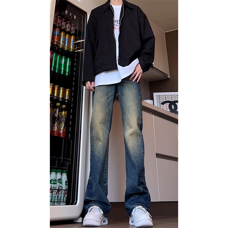 B221美式ins高街暗黑小众修身微喇牛仔裤LK24259-特P45控78，男装牛仔裤，电商B221